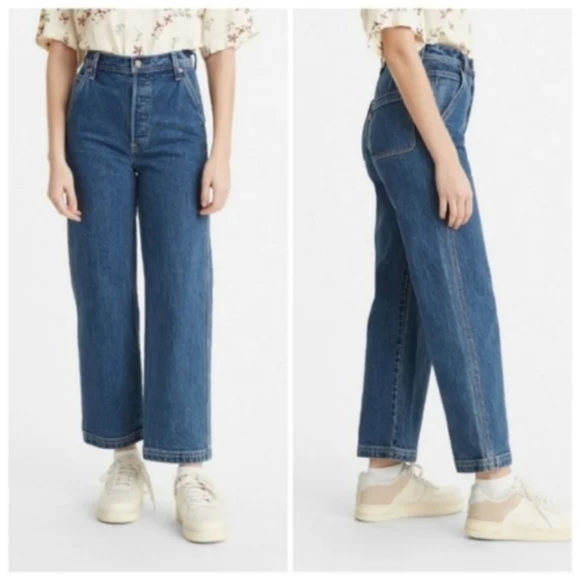 Levi's Ribcage Ankle Utility Straight Leg Jean Nine to Five Carpenter Pants - Picture 5 of 13